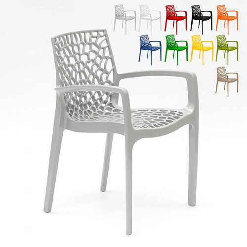 22 Chaises Gruvyer ARM Grand Soleil accoudoirs polypropylène brillant offre stock, Couleur: Gris