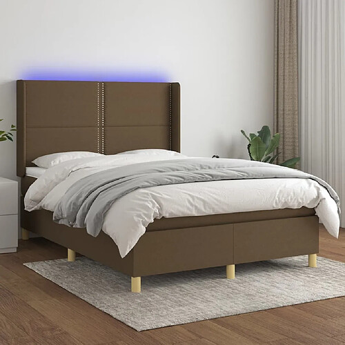 Sommier à lattes,Cadre à lattes de lit pour Adulte matelas et LED Marron foncé 140x190 cm -MN50741