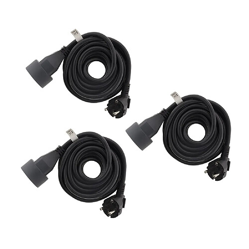 Lot de 3 prolongateurs 16A HO5VV-F 3G1,5mm² Noir 3m - Zenitech