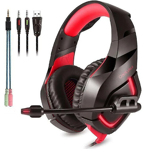 Chrono Casque Gaming, Professional PC stéréo casque de gaming Casque rétractable USB, LED Over Ear Casque pour PS4, PC, Xbox One, ordinateur portable