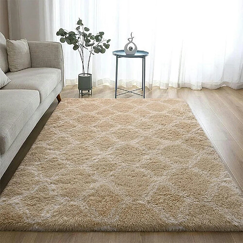 LUUCOZK Tapis à poils longs doux et moelleux pour chambre et salon - Camel beigecouleur-180x250cm