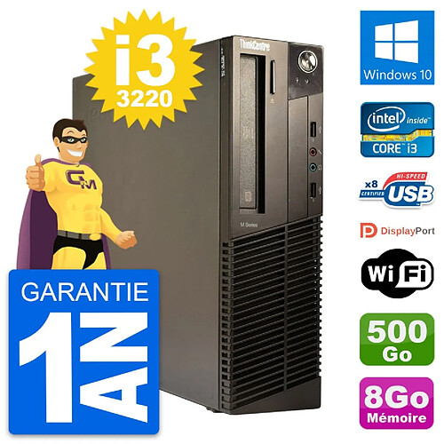 PC Lenovo ThinkCentre M82 SFF Intel i3-3220 RAM 8Go Disque 500Go Windows 10 Wifi · Occasion