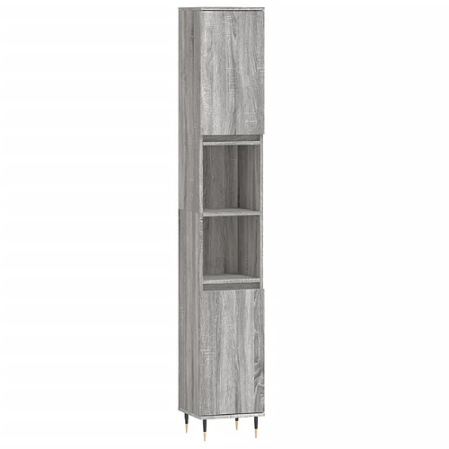 Maison Chic Armoire de bain,Meuble de rangement de salle de bain,Meuble haut sonoma gris 30x30x190 cm bois d'ingénierie -GKD176769