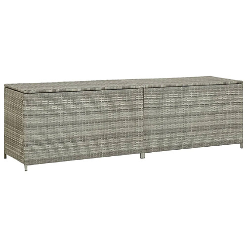 Helloshop26 Coffre boîte meuble de jardin rangement résine tressée 200 x 50 x 60 cm gris 02_0013122