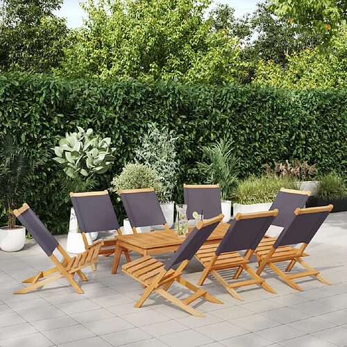 vidaXL Chaises de jardin pliantes lot de 8 tissu et bois massif