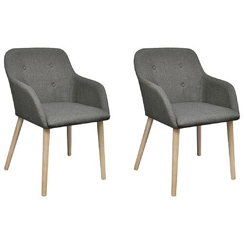 vidaXL Chaises à manger lot de 2 gris clair tissu et chêne massif