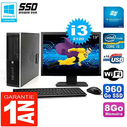 PC HP Compaq 8300 SFF Ecran 19" Core I3-2120 RAM 8Go Disque 960 Go SSD Wifi W7 · Occasion