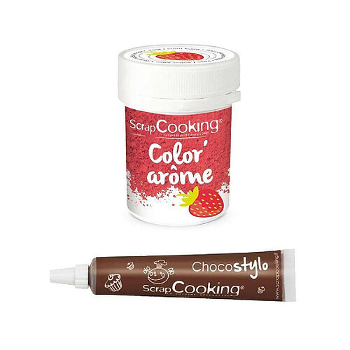 Scrapcooking Colorant alimentaire rose arôme fraise + Stylo chocolat