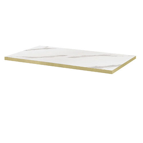 Restootab Plateau 140x70 decor marbre blanc chants laiton