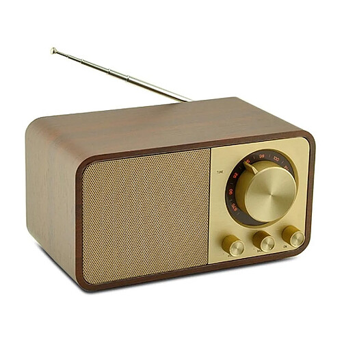 Yonis Enceinte Bluetooth Vintage En Bois Autonomie 5h Radio FM USB TF AUX