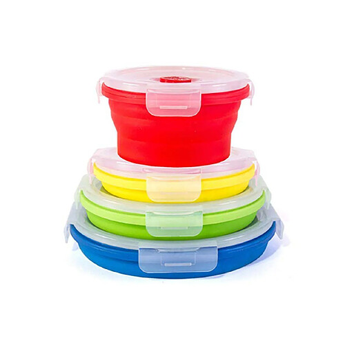 YP Select Ensemble de 4 récipients pliables ronds en silicone contenant de stockage des aliments 4Pcs