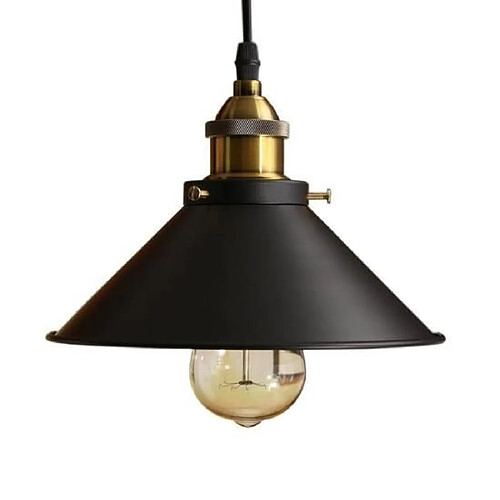 Stoex Vintage Lustre Suspension industrielle Lampe de Plafond 22cm Abat-Jour E27 Noir