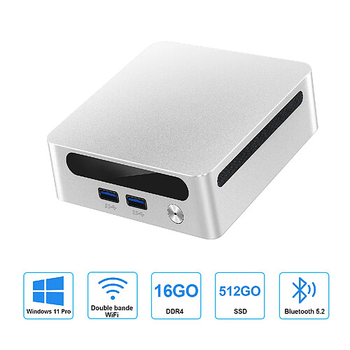 VANWIN Mini PC AMD Ryzen 5-4600U(jusqu'à 4,3 GHz) 16 Go DDR4 512 Go SSD Windows 11 Pro Mini Ordinateur avec USB 3.2*2 Gigabit Ethernet dual Wi-Fi 2.4G+5G Bluetooth 5.2-Blanc