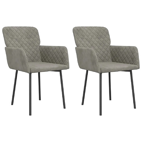 Maison Chic Lot de 2 Chaises à manger | Chaise de salle à manger cuisine Gris clair Velours -GKD10441