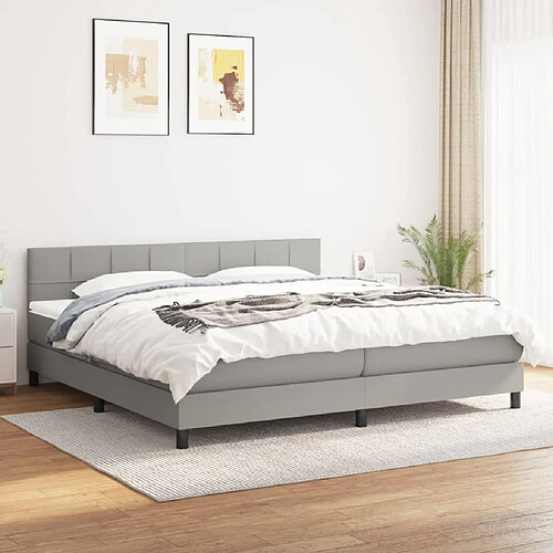 vidaXL Sommier à lattes de lit avec matelas Gris clair 160x200cm Tissu