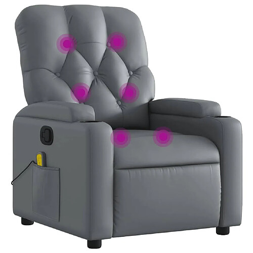 Maison Chic Fauteuil Relax pour salon, Fauteuil de massage inclinable Gris Similicuir -GKD69953