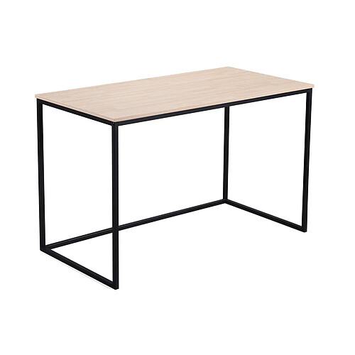 Pegane Table de bureau en bois coloris chêne nordique / noir - Longueur 120 x profondeur 60 x hauteur 75 cm