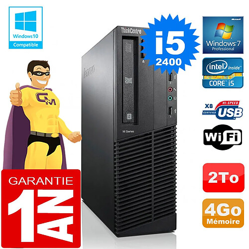 PC Lenovo M92p SFF Core I5-2400 Ram 4Go Disque 2 To Graveur DVD Wifi W7 · Occasion