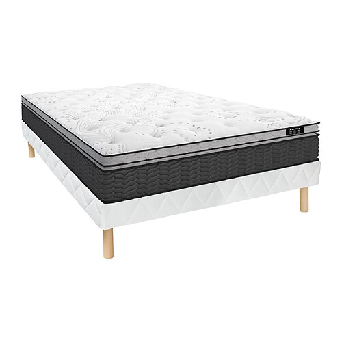 Vente-Unique Ensemble 160 x 200 cm sommier + matelas ressorts ensachés et surmatelas intégré ép.30cm - GAMIANI de YSMÉE