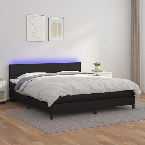 vidaXL Sommier à lattes de lit avec matelas et LED Noir 160x200 cm