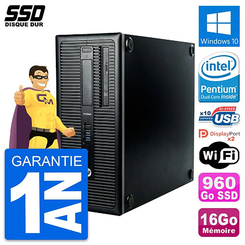 PC Tour HP ProDesk 600 G1 Intel Pentium G3220 RAM 16Go SSD 960Go Windows 10 Wifi · Occasion