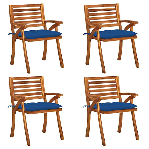 Maison Chic Lot de 4 Chaises de jardin avec coussins | chaises d'extérieur | Fauteuil Relax Bois de teck solide -GKD27016