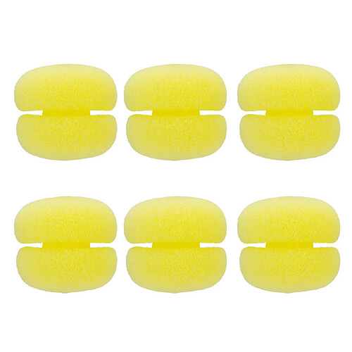 pack de 6pcs haute-élastique éponge cheveux bigoudi rouleaux de rouleau cheveux curling bun jaune