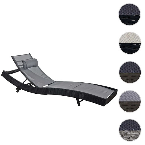 Mendler Chaise longue Savannah, polyrotin, bain de soleil ~ anthracite, enveloppe gris