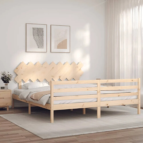 Maison Chic Lit super king - Cadre de lit avec tête de lit Contemporain pour adulte bois massif -MN10348