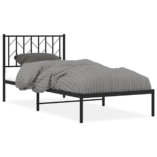 Maison Chic Cadre/structure de lit métal et tête de lit pour adulte - Lit Moderne Chambre noir 90x200 cm -MN74482