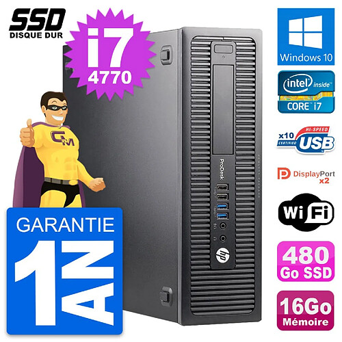 PC HP ProDesk 600 G1 SFF Intel Core i7-4770 RAM 16Go SSD 480Go Windows 10 Wifi · Occasion