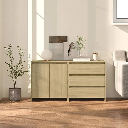 Maison Chic Ensemble de 2 Buffets,commode,console pour rangement Chêne sonoma Bois d'ingénierie -MN84064