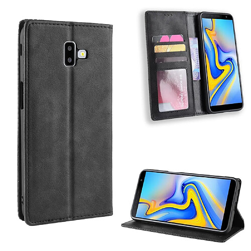 Etui en PU style vintage auto-absorbé noir pour votre Samsung Galaxy J6 Plus