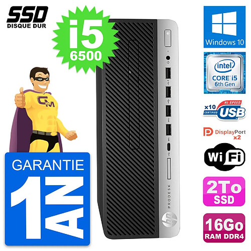 PC HP ProDesk 600 G3 SFF Intel Core i5-6500 RAM 16Go SSD 2To Windows 10 Wifi · Occasion