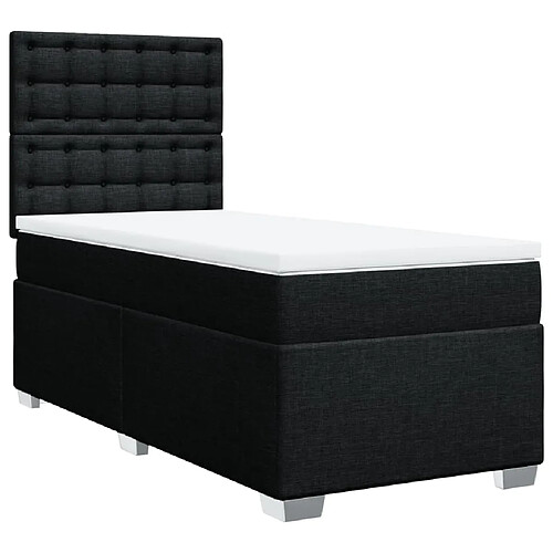 Vidaxl Sommier à lattes de lit avec matelas Noir 100x200 cm Tissu