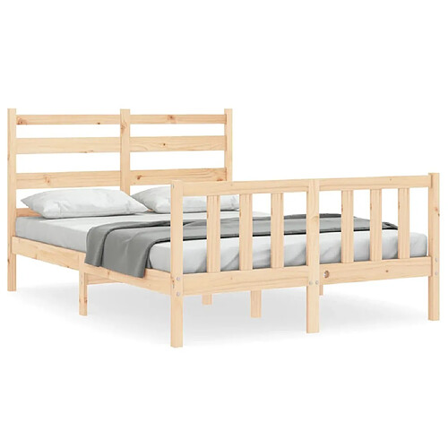 Maison Chic Cadre/structure de lit avec tête de lit pour adulte - Lit Moderne Chambre 120x200 cm bois massif -MN65054