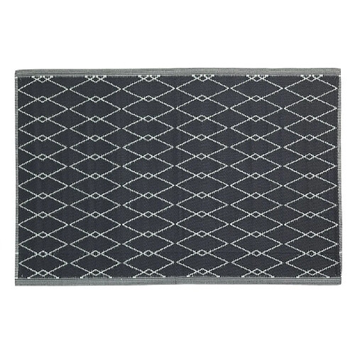 Aubry Gaspard Tapis d'extérieur en polypropylène 120 x 180 cm Losanges - Noir.