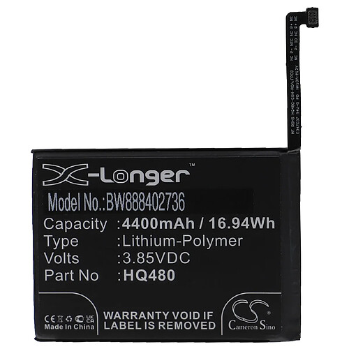 vhbw Batterie remplacement pour Nokia HQ480 pour téléphone portable (4400mAh, 3,85V, Li-polymère)