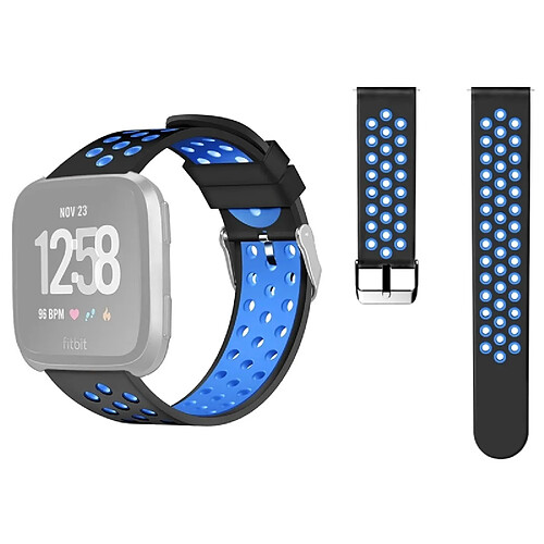 Wewoo Pour Fitbit Versa Simple Bracelet De Montre En Silicone Noir + Bleu