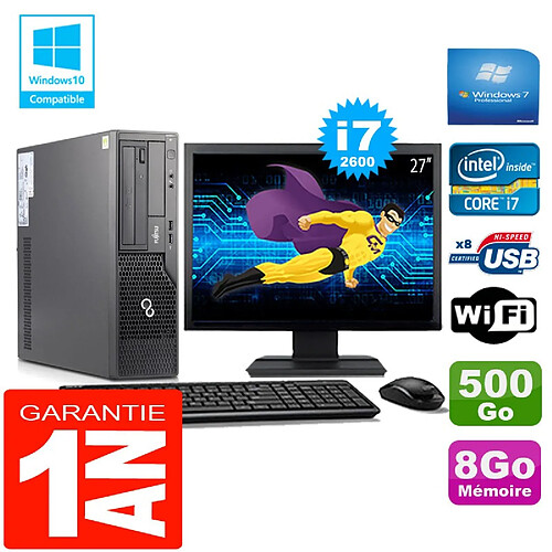 PC Fujitsu Esprimo E500 E85+ SFF I7-2600 RAM 8Go Disque 500Go Wifi W7 Ecran 27" · Occasion