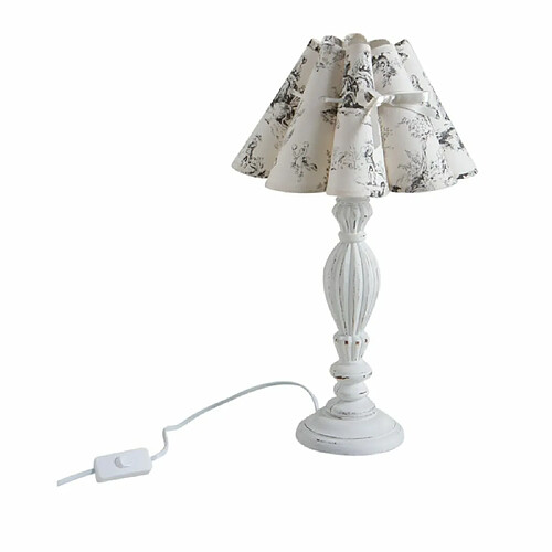 Aubry Gaspard Lampe en bois et toile esprit toile de Jouy.