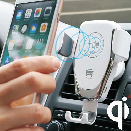 Wewoo Support Holder voiture Gravité induction Qi Chargeur Sans Fil Rapide De Charge Air Vent Titulaire (Blanc)