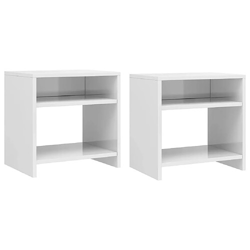 vidaXL Tables de chevet 2pcs Blanc brillant 40x30x40cm bois ingénierie