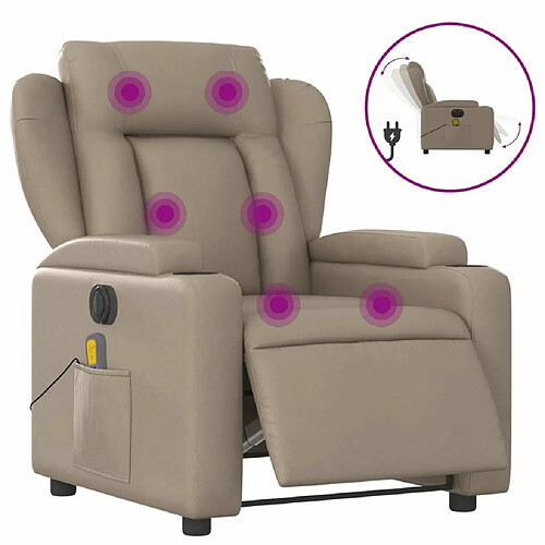 Maison Chic Fauteuil Relax pour salon, Fauteuil de massage inclinable électrique cappuccino similicuir -GKD53843