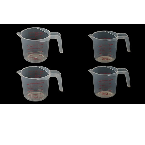 4x Tasses à Mesurer En Plastique Transparent, Huile De Lait De Cuisine, Cruche 500 Ml 250 Ml