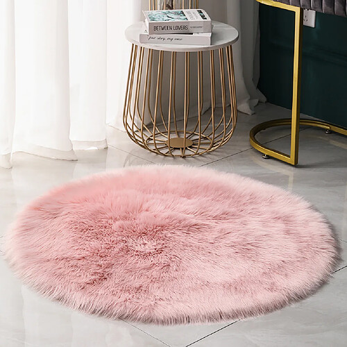 LUUCOZK Tapis Moelleux en Fausse Fourrure Tapis Shaggy pour Chambre à Coucher Salon-Rose Clair-150cm