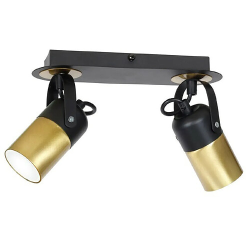 HOMEMANIA Spotlight Wilson Black - Lampe - Plafond, mur - Noir, or en Métal, 35 x 14 x 15 cm, 2 x GU10, Max 25W