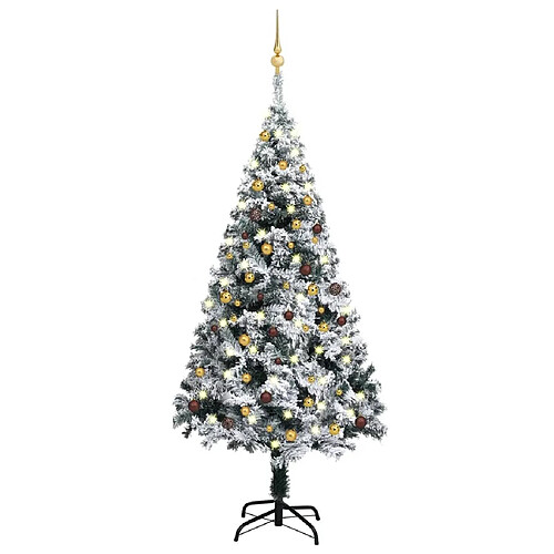 vidaXL Arbre de Noël artificiel pré-éclairé et boules vert 180 cm PVC