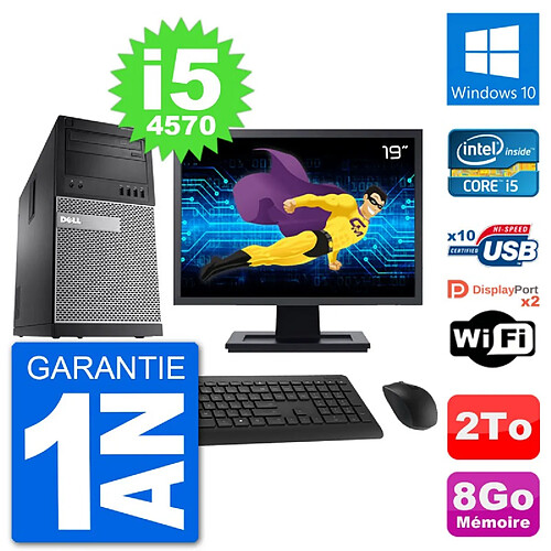 PC Tour Dell 9020 Ecran 19" Intel i5-4570 RAM 8Go Disque 2To Windows 10 Wifi · Occasion