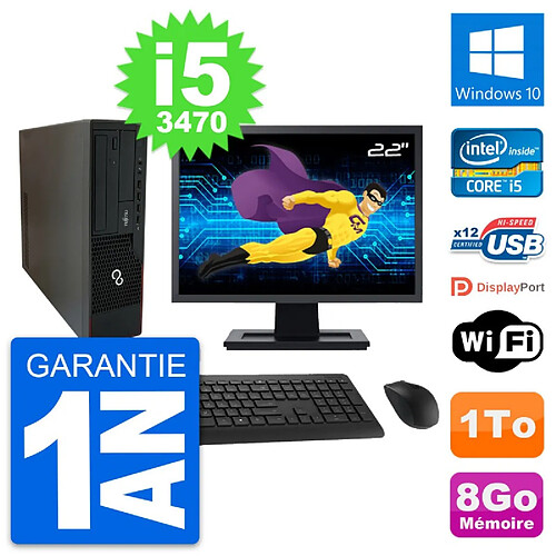 PC Fujitsu E910 DT Ecran 22" Intel i5-3470 RAM 8Go Disque 1To Windows 10 Wifi · Occasion